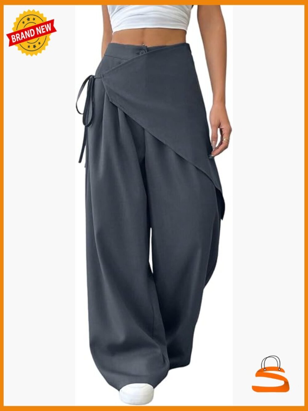 Wide Leg Wrap Dress Pants Flowy Work Palazzo Business Casual Slacks